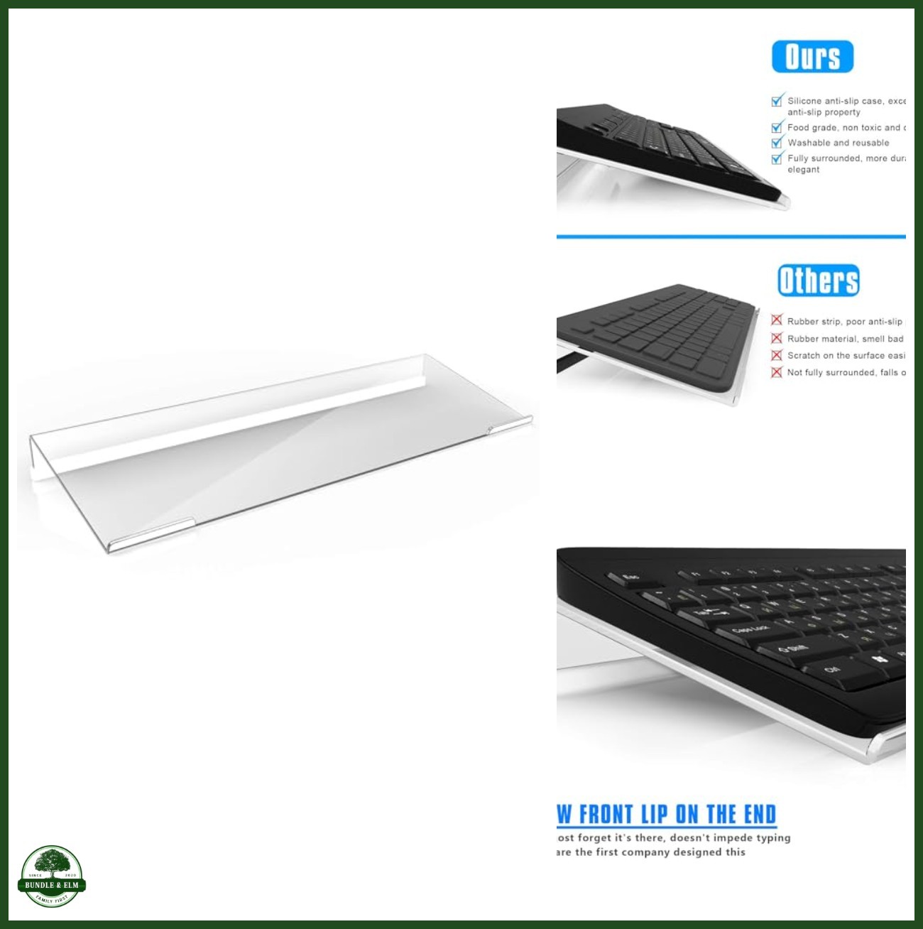 Richboom Clear Acrylic Tilted Computer Keyboard Holder for Easy Ergonomic Typing
