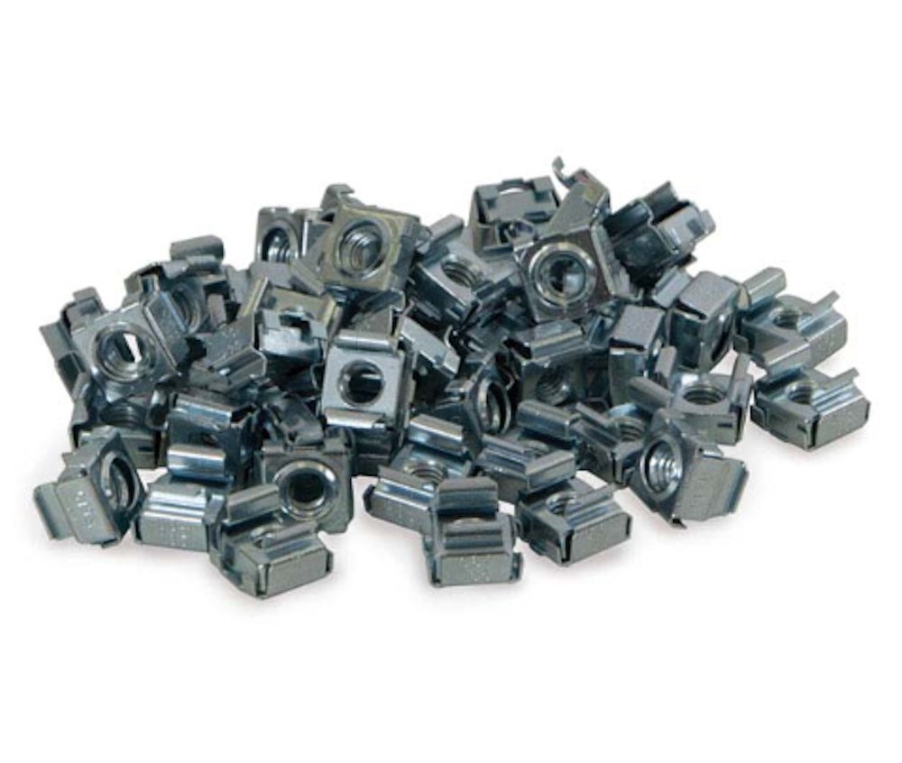 10-32 Cage Nuts for Server Rack, Can of 50pcs, Black, Rack Mount Clip Nuts