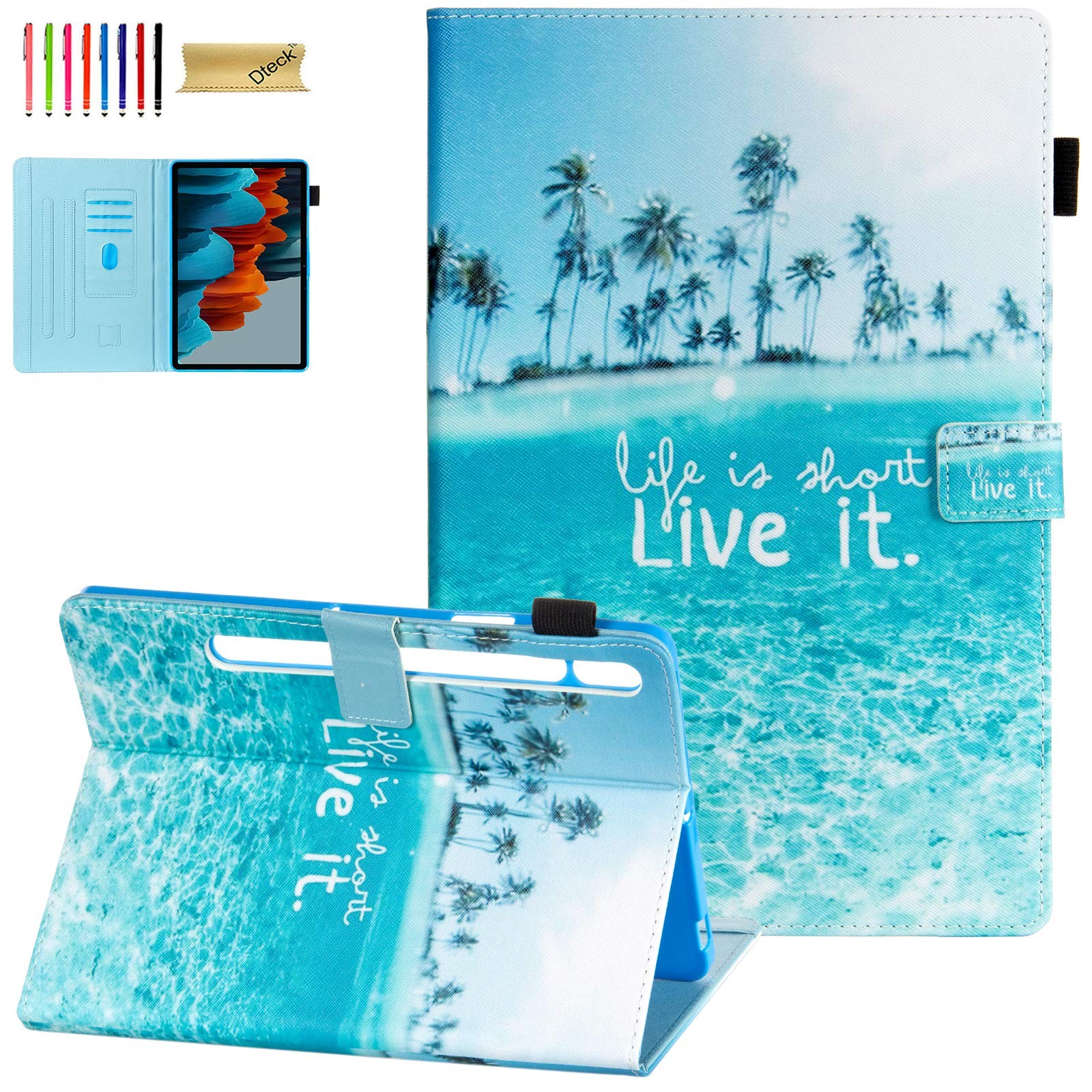 Galaxy Tab S8 Plus/S7 FE/S7 plus Case 12.4 Tablet,Multiple Angles Stand PU Leath