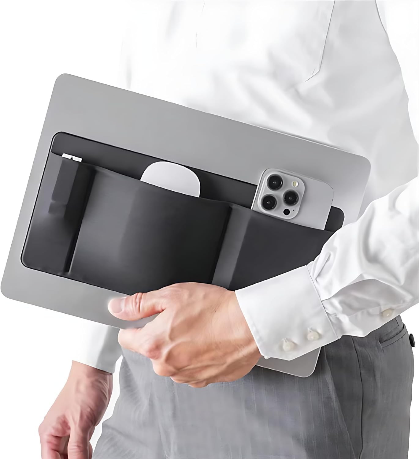 Durable Compact Long-Lasting Secure Functional Stick-On 3-Pocket Organizer Pouch
