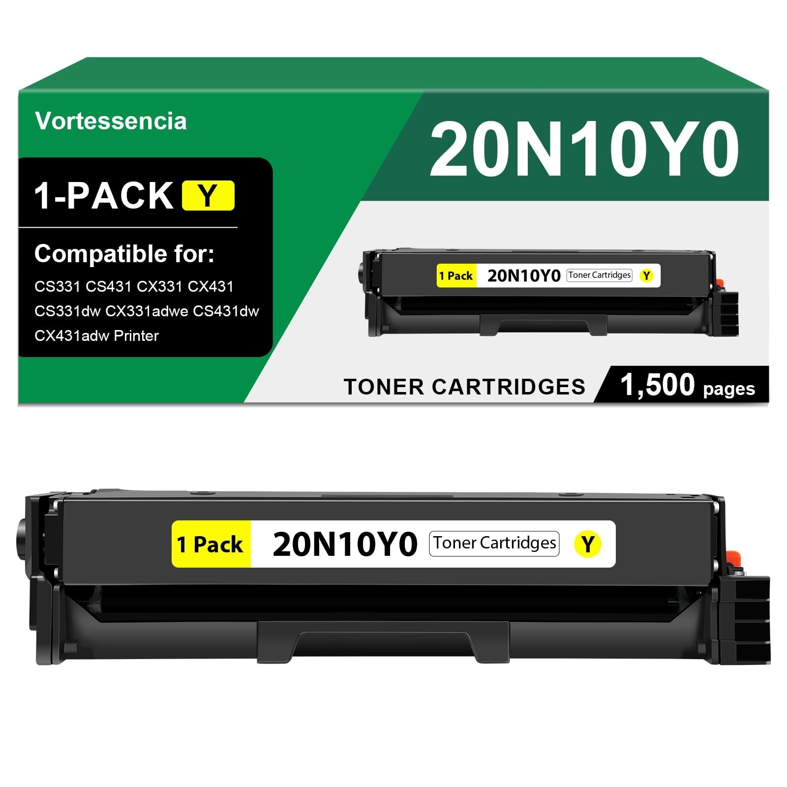 20N10Y0 Toner Cartridges with Chip 1,500 Pages Compatible for Lexmark 