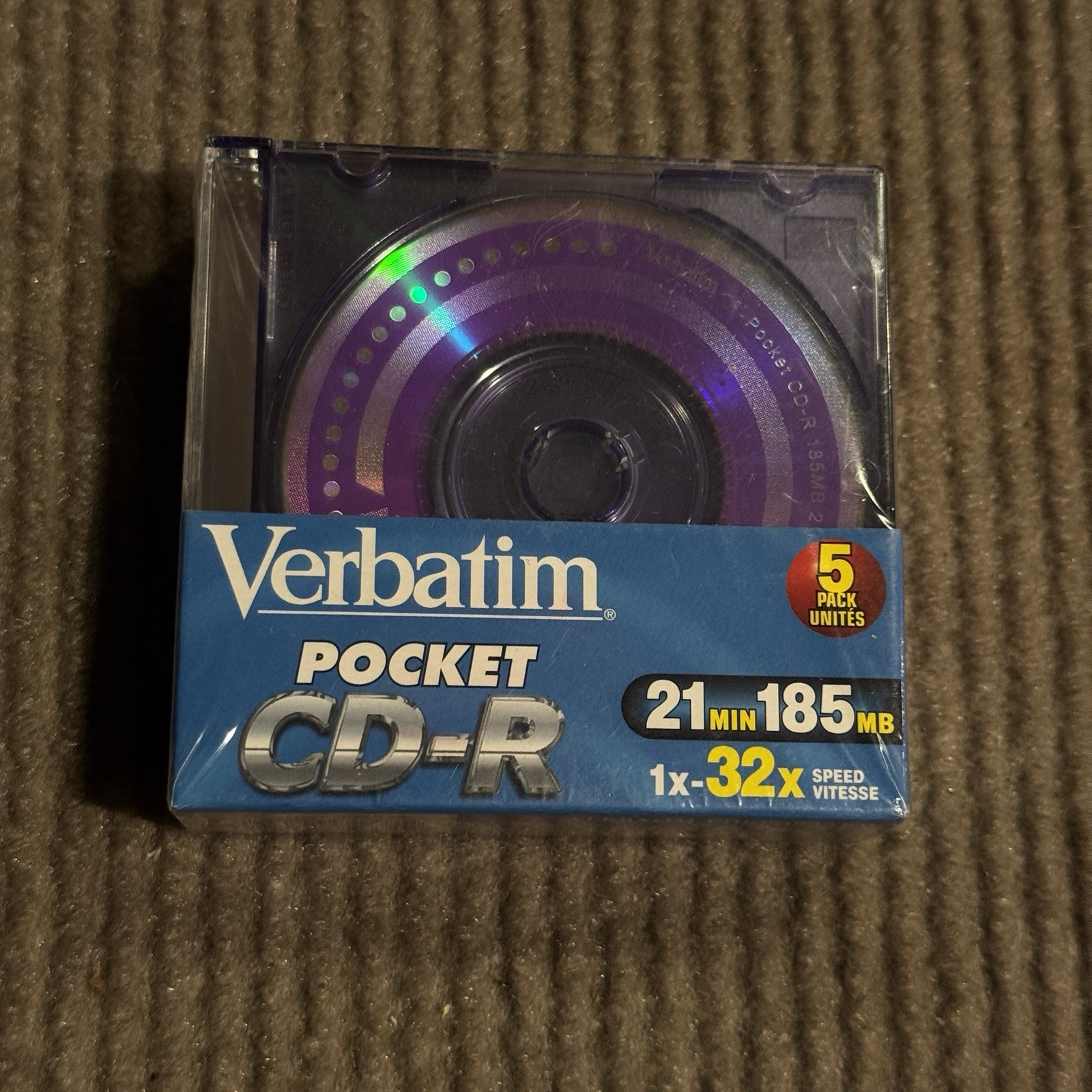 New Verbatim Pocket CD-R 5 Pack 21 Minute 185 Mb Colors Mini CD Sealed