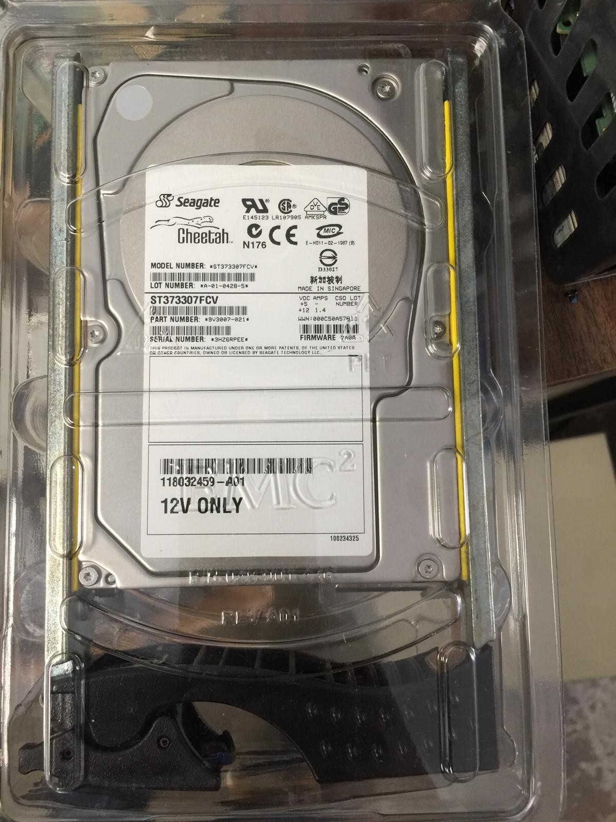 Seagate Cheetah 73GB 10K rpm Model Number ST373307FCV