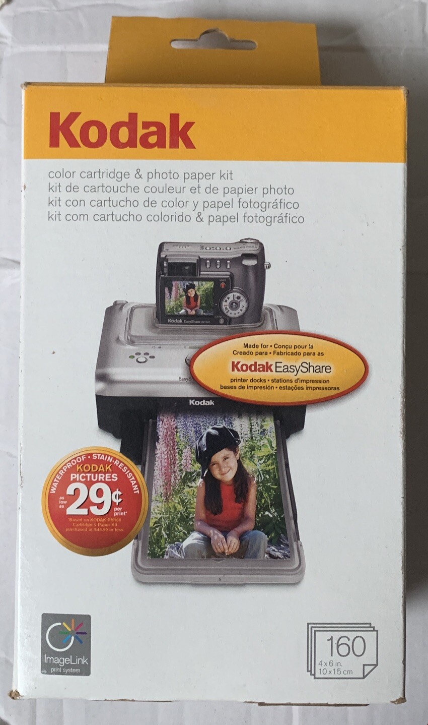 Kodak PH-160 Color Cartridge & Photo Paper Kit Cartridges & Paper- Open Box