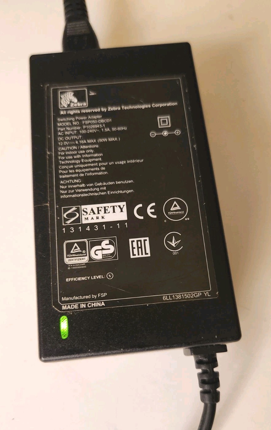 Zebra Genuine Switching Power Adapter FSP050-DBCD1, Tested Good