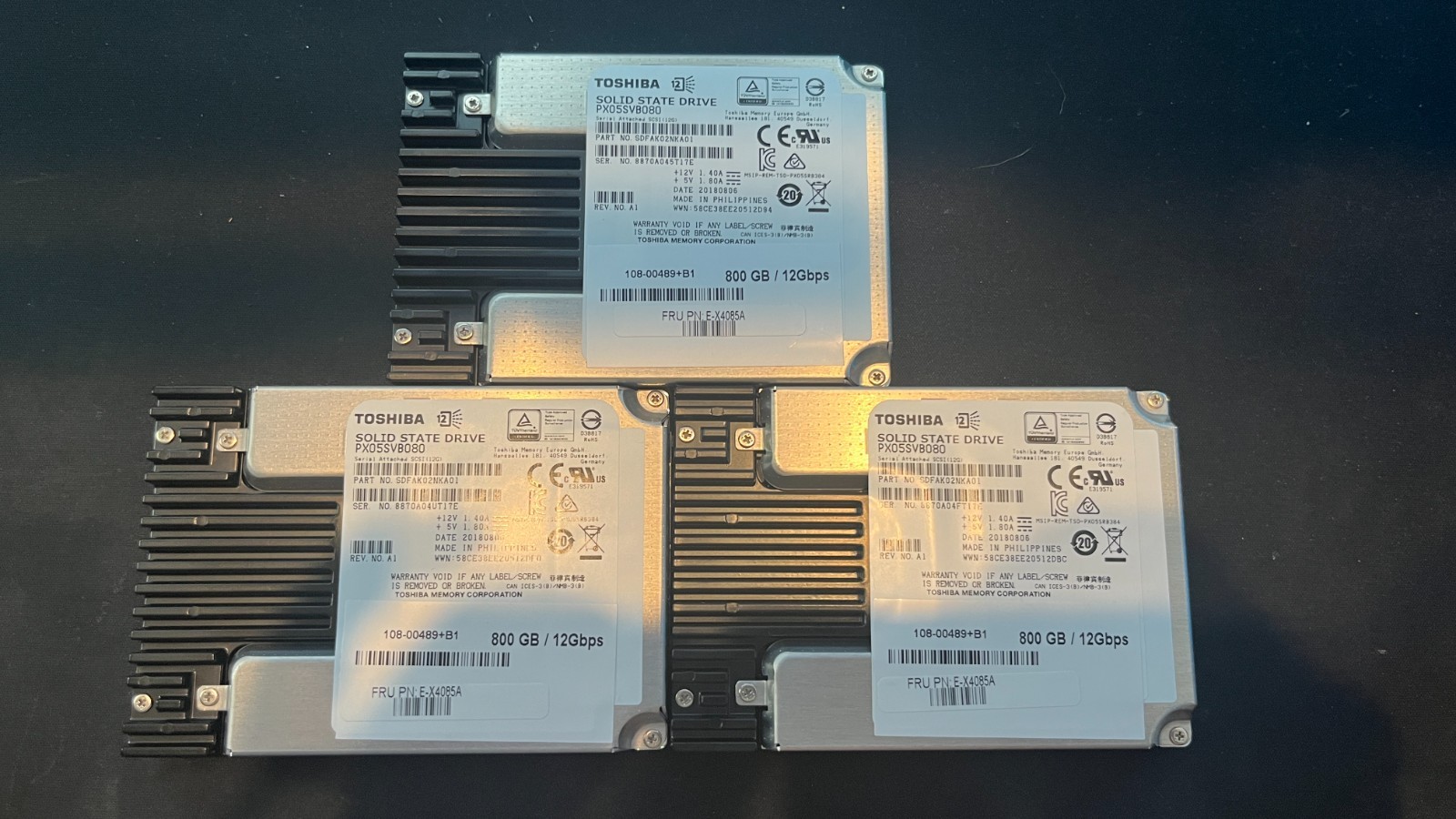 Toshiba PX05SVB080 800GB SAS 12Gb/s SSD - Tested, Server Pull (Qty 3)