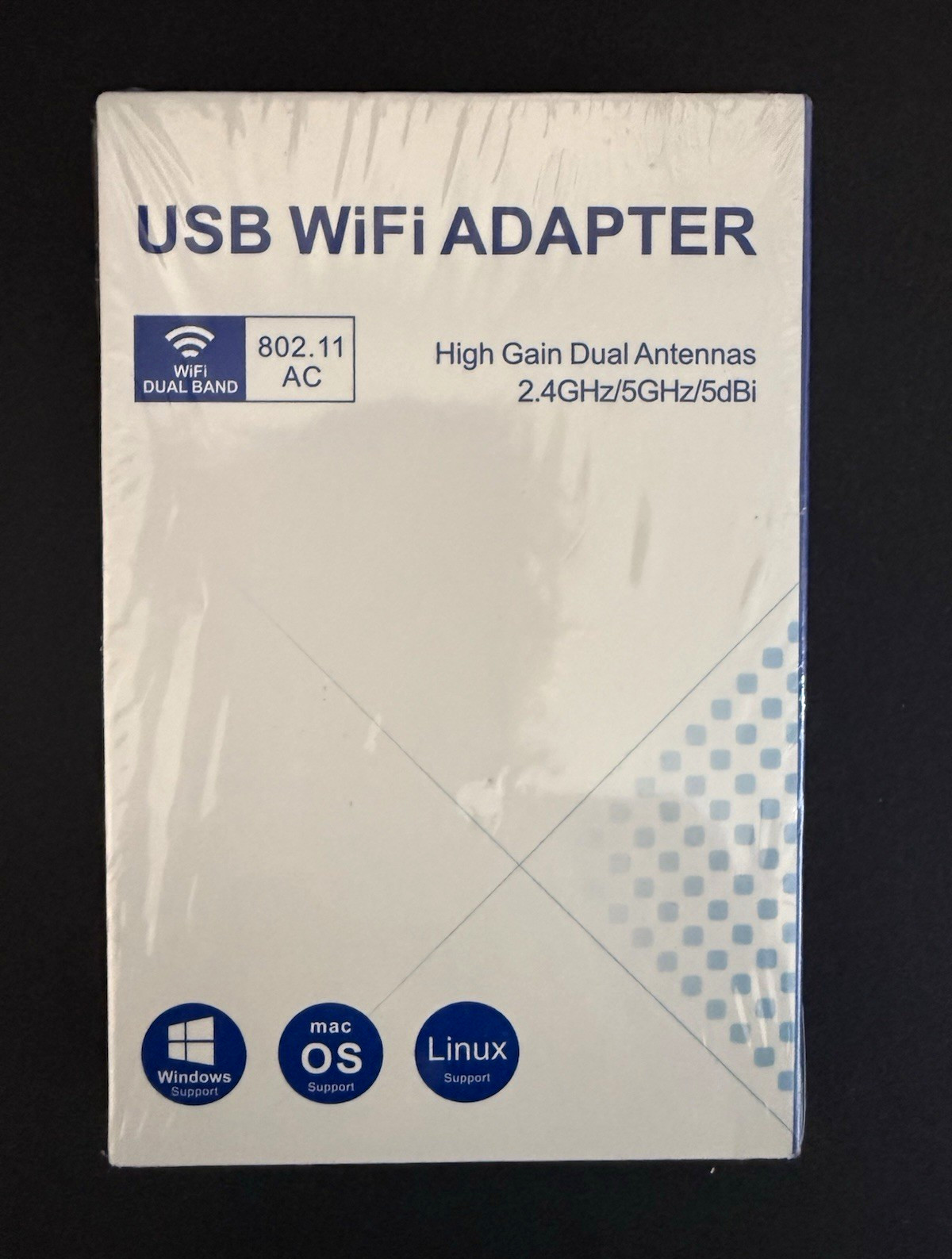 802.11ac USB 3.0 WiFi Adapter Dual Band 2.4/5GHz High Gain 2x5dBi