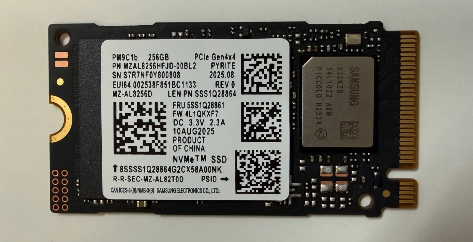 SAMSUNG 256GB SSD - PM9C1b M.2 NVMe PCIe Gen4x4 MZ-AL8256D MZAL8256HFJD