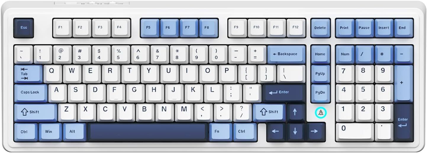 NACODEX Ajazz AK980 Blue White Wireless Mechanical Gaming Keyboard,Tri-Mode BT5.