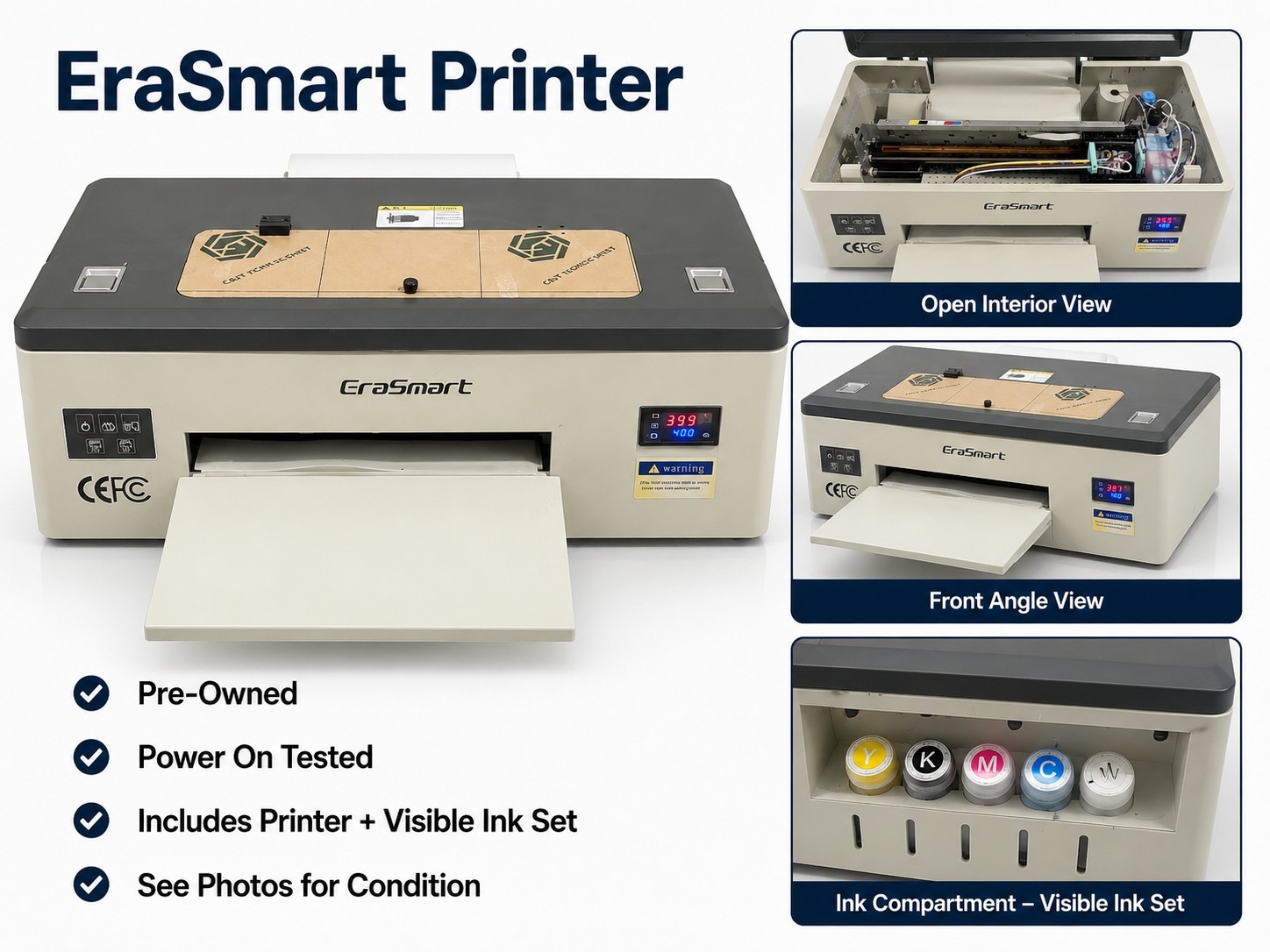 EraSmart A4 DTF Printer Used – Powers On – Needs Print Head – For Parts/Repair