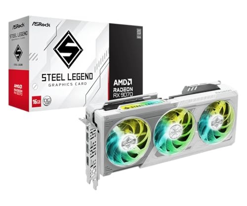 ASRock AMD Radeon RX 9070 Steel Legend 16GB OC GPU 2700 MHz 20 Gbps GDDR6 256Bit