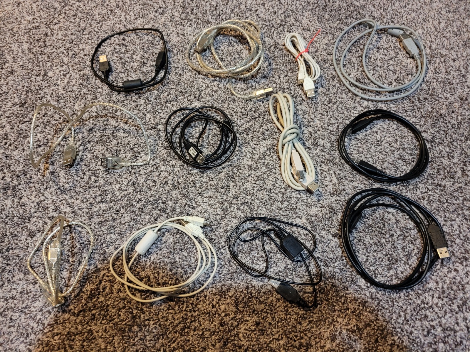 LOT of 12 Misc USB Cables Printer/Extender/Adapter Please See Pictures