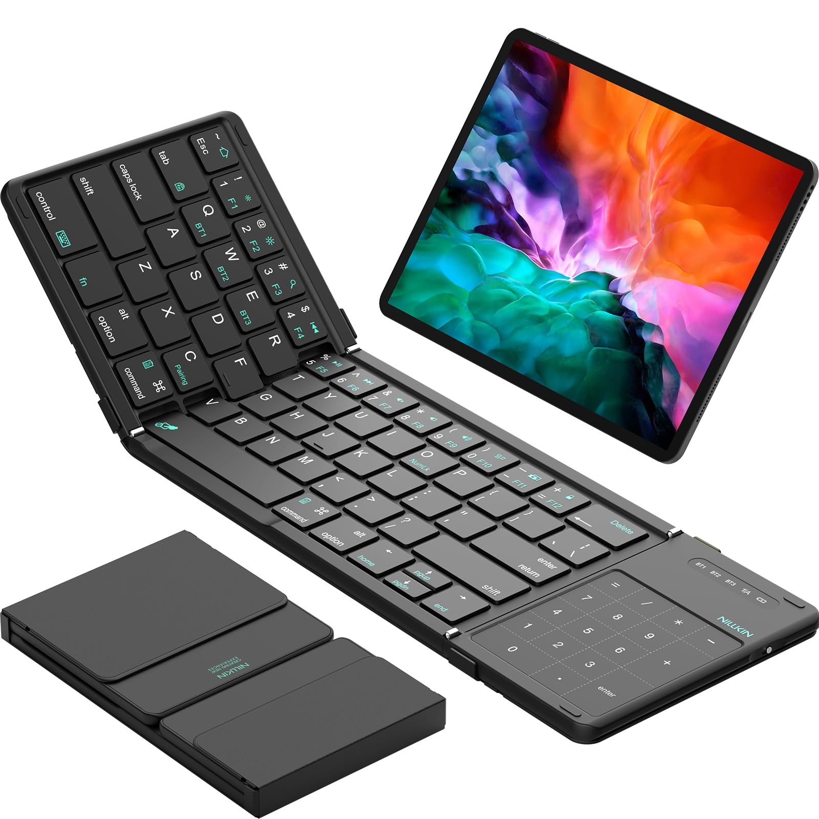 Nillkin Foldable Bluetooth Keyboard with Touchpad & Number Pad, Black 