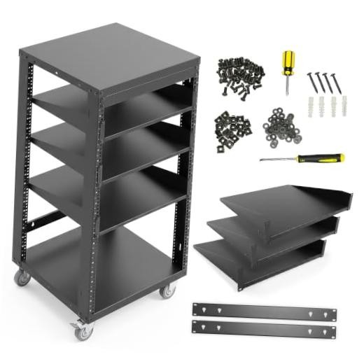 AxcessAbles 22U Open Frame Network & AV Rack with Caster 22U - 3 Shelves