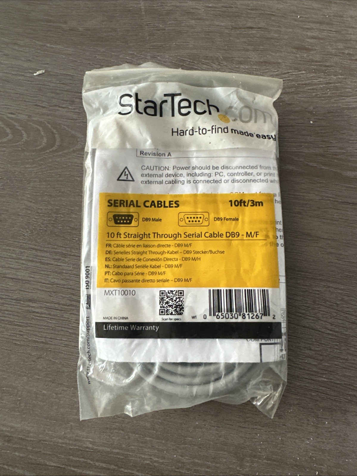 Startech MXT10010 Straight Through Serial Cable DB9-M/F 10ft