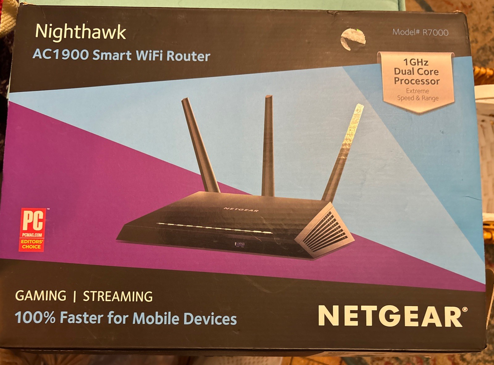 NETGEAR AC1900 Nighthawk Smart Wi-Fi Router R7000-100NAS Open Box Working