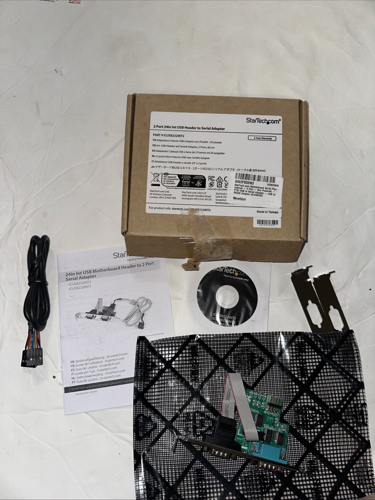 StarTech 24in Internal USB Motherboard Serial Port 2 Port Serial RS232 Adapter -