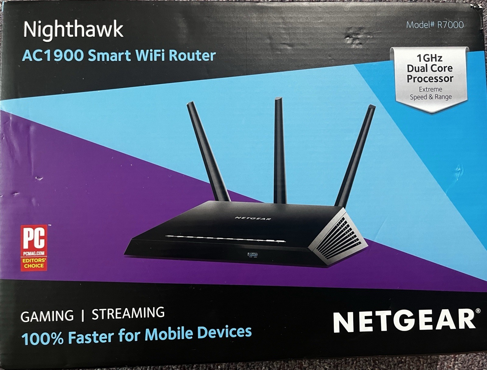NETGEAR Nighthawk Smart Wi-Fi Router (R7000-100NAS) - AC1900 Wireless Speed (Up
