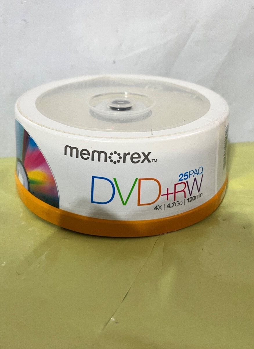 25-pk Memorex DVD+RW 4X 4.7GB 120 min plus R, Rewritable Discs, Great Value