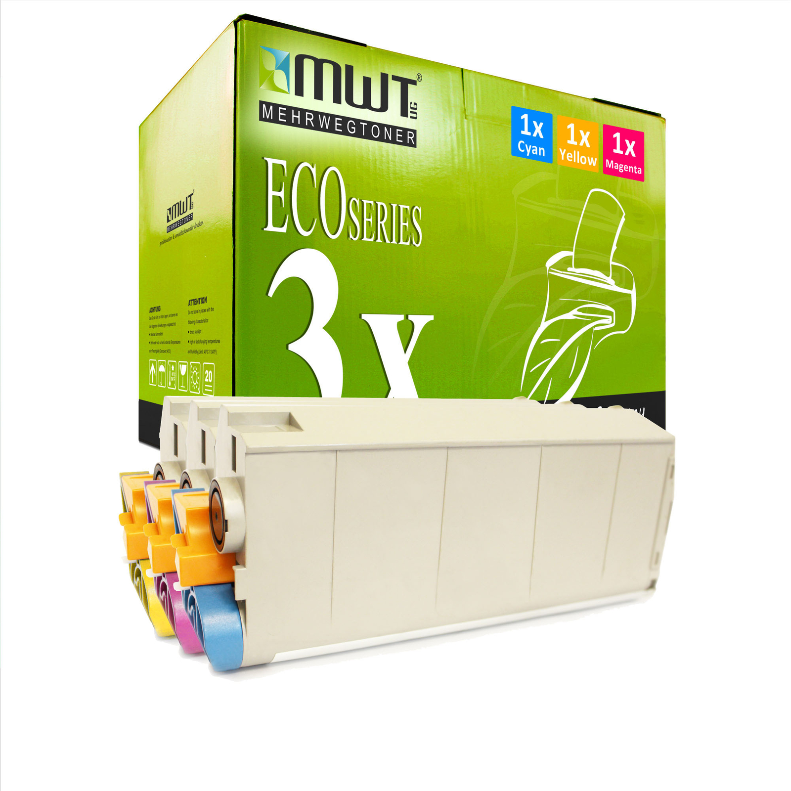 3x MWT Eco Toner for OKI ES3032 ES3032DTN ES3032DN Cyan Magenta Yellow