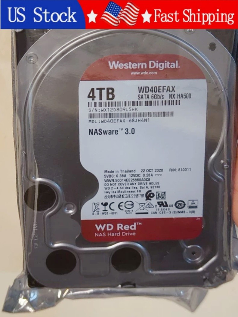 1PCS New Western Digital WD40EFAX 68JH4N1 Red 4TB 5400RPM 3.5" SATA 256MB HDD