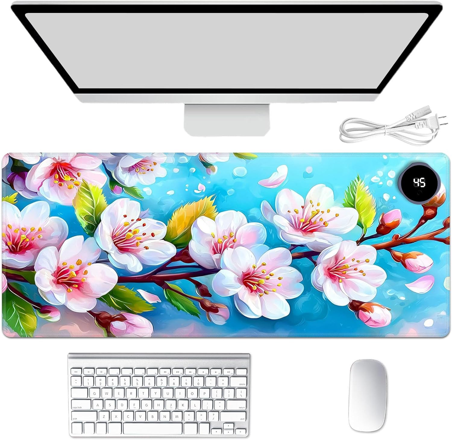 Heated Mouse Pad Hand Warmer, Warm Desk Pad Mousepad Desk Mat with 3 Levels Heat