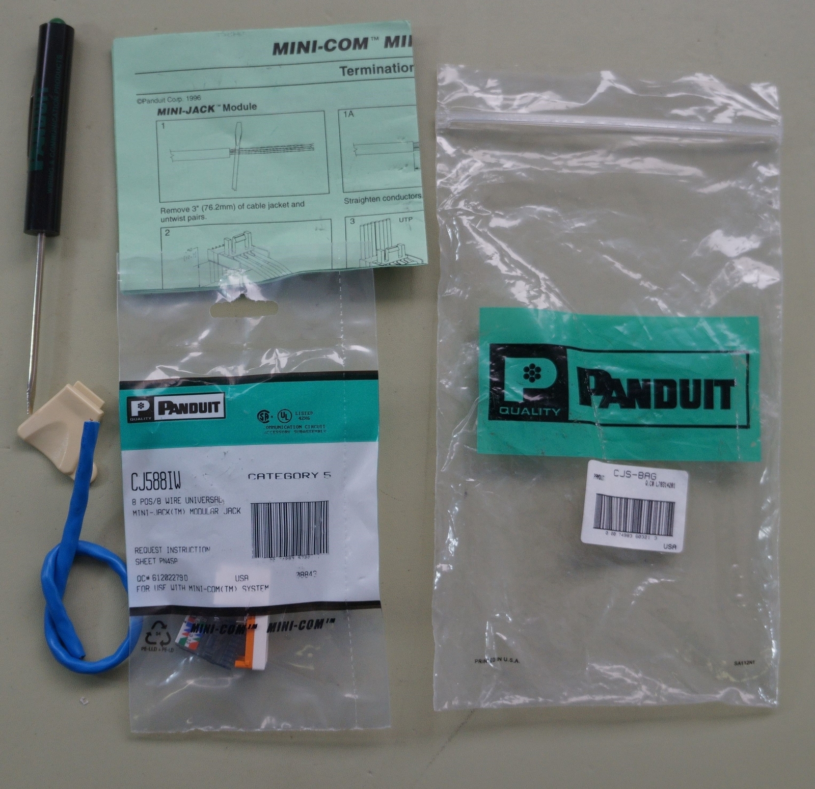 Panduit CJ88IW 8 POS/8 Wire Universal Mini-Jack Modular Jack Kit - New