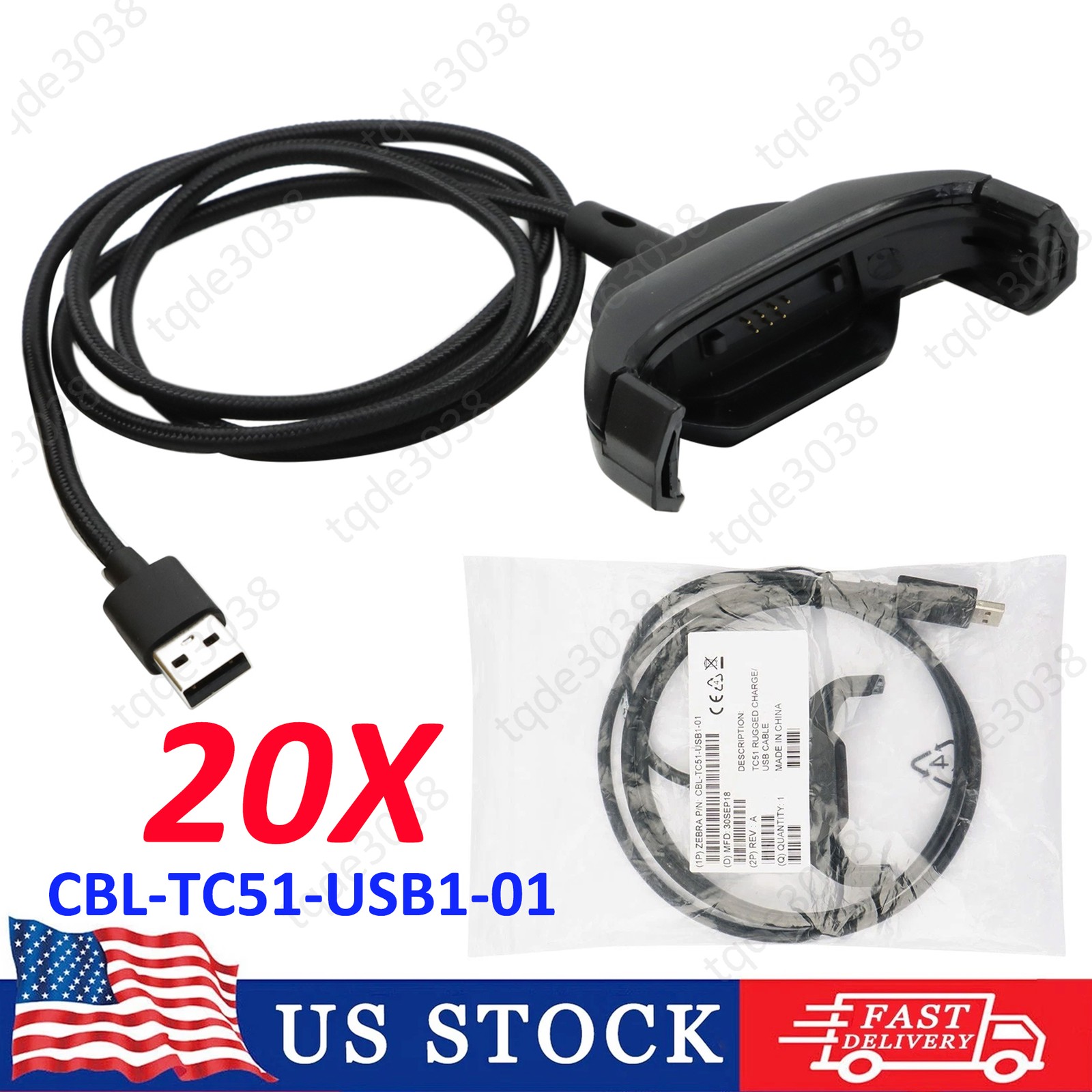 Lot of 20 for ZEBRA USB Cable CBL-TC51-USB1-01 TC51 Rugged Charge/USB Cable