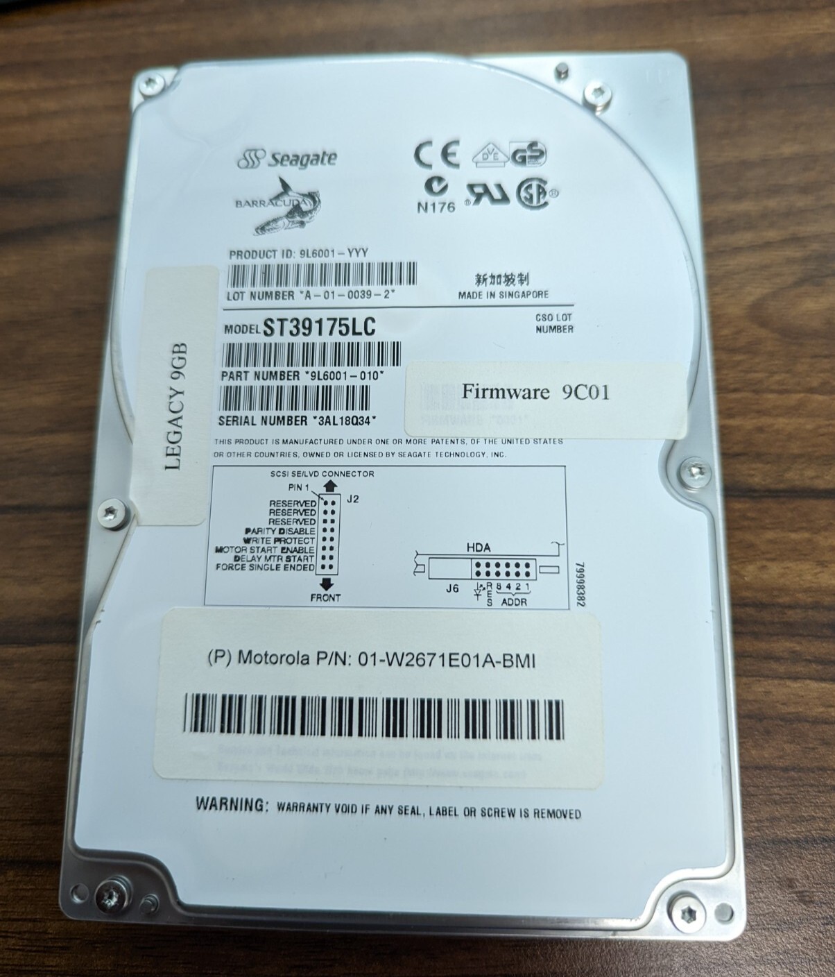 SEAGATE BARRACUDA ST39175LC 9L6001-010 9.10GB SCSI Drive