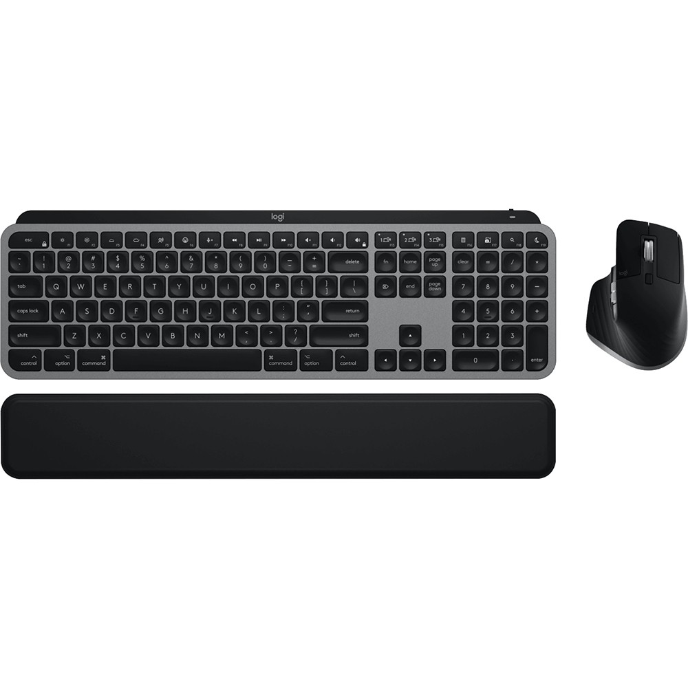Logitech MX Keys S Combo for Mac, Wireless Keyboard, Mouse, Palm Rest - Grey