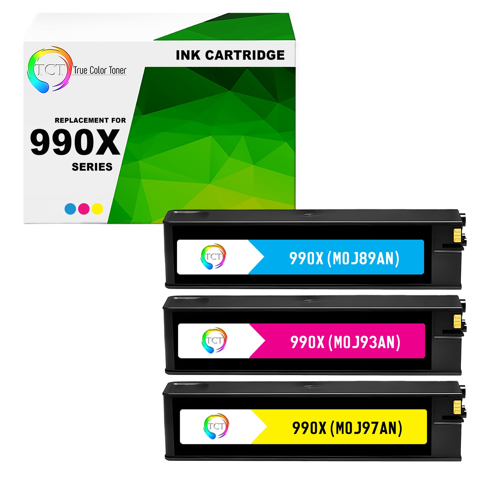 3Pk TCT Premium 990X CMY High Yield Compatible for HP Pro 750 772 Ink Cartridge