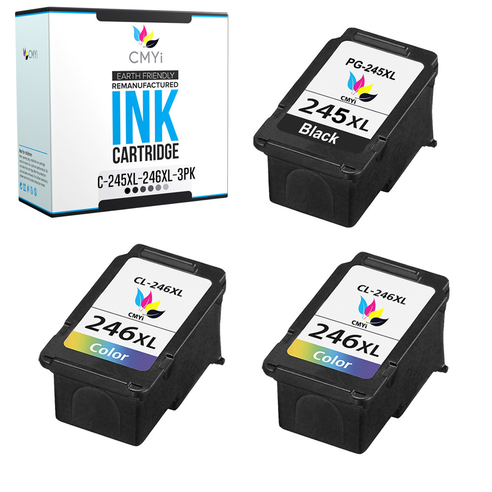 3 PK Black Color 245XL 246XL Ink Cartridges for Canon PIXMA MG TR TS Series