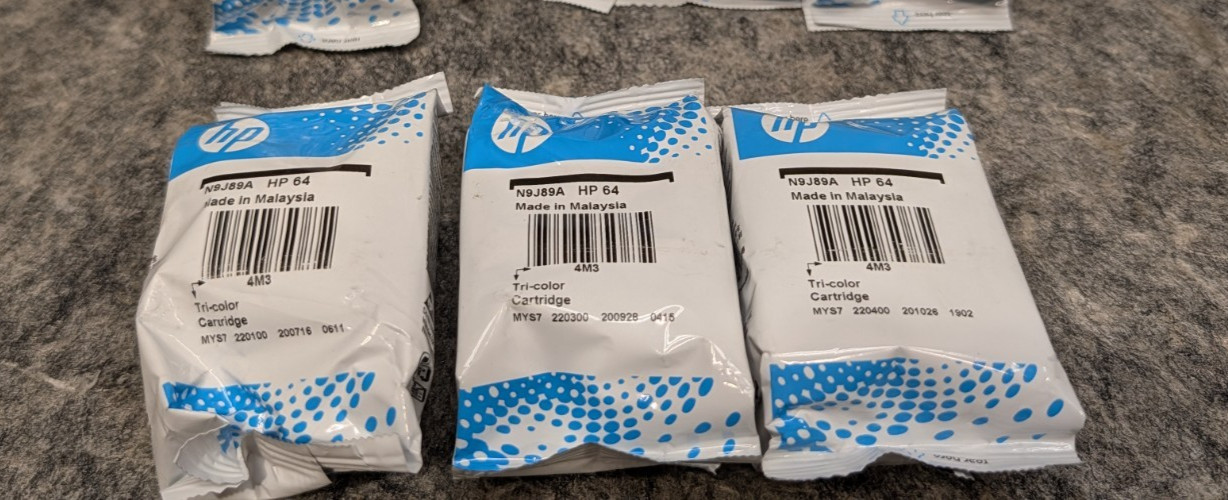 HP 64 Ink Cartridges (1) Black & (3) Tri-Color Combo (Expired) 🔥NEW🔥