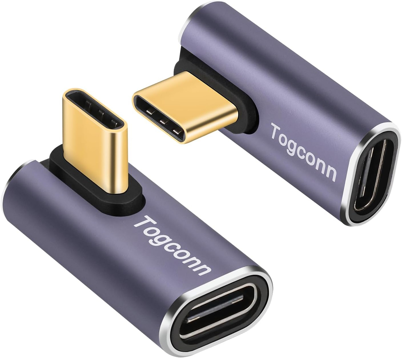USB Type-C Adapter 90 Degree Right Angle, 2 Pack, 40Gbps, 8K@60Hz, Compatible