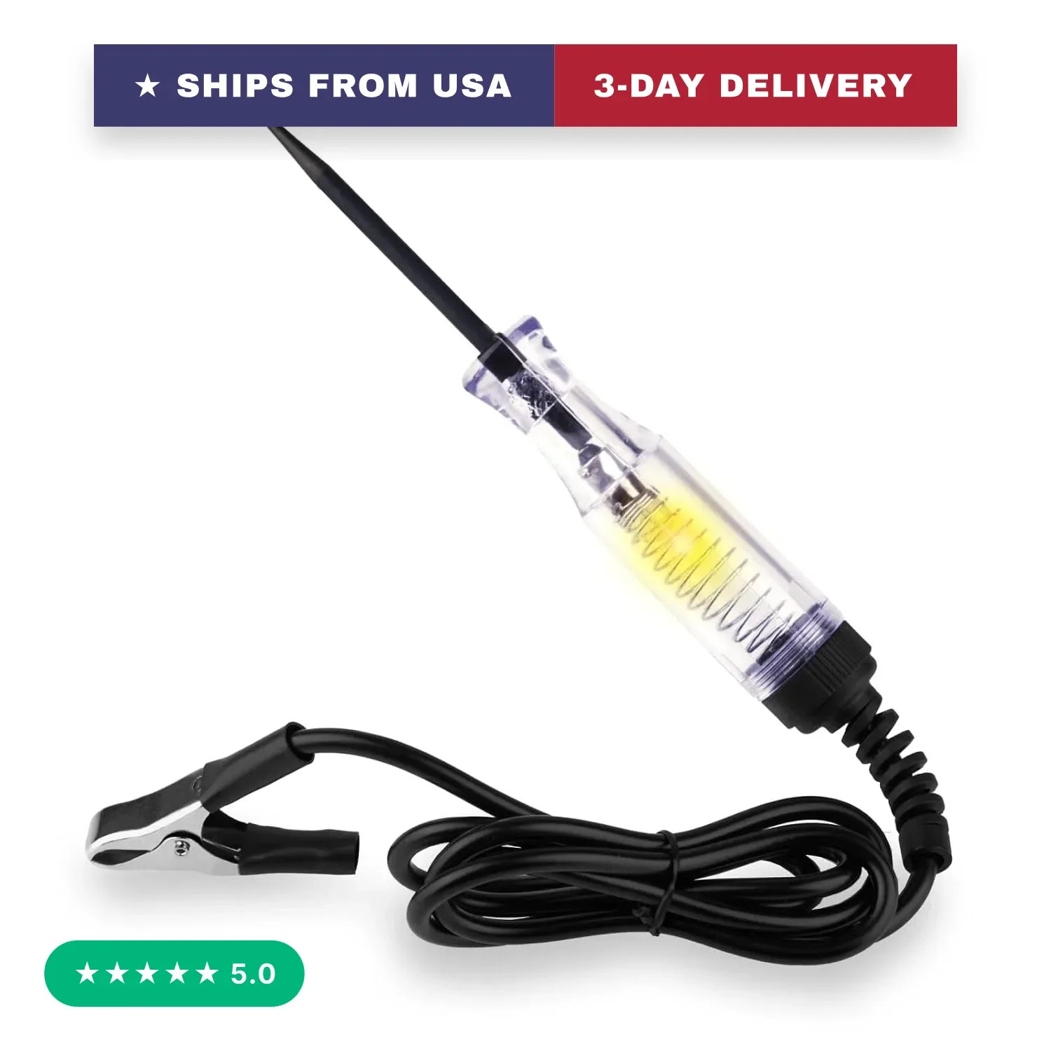 Test Light Automotive, 6-24V DC Voltage Tester, Circuit Tester with Alligator Cl