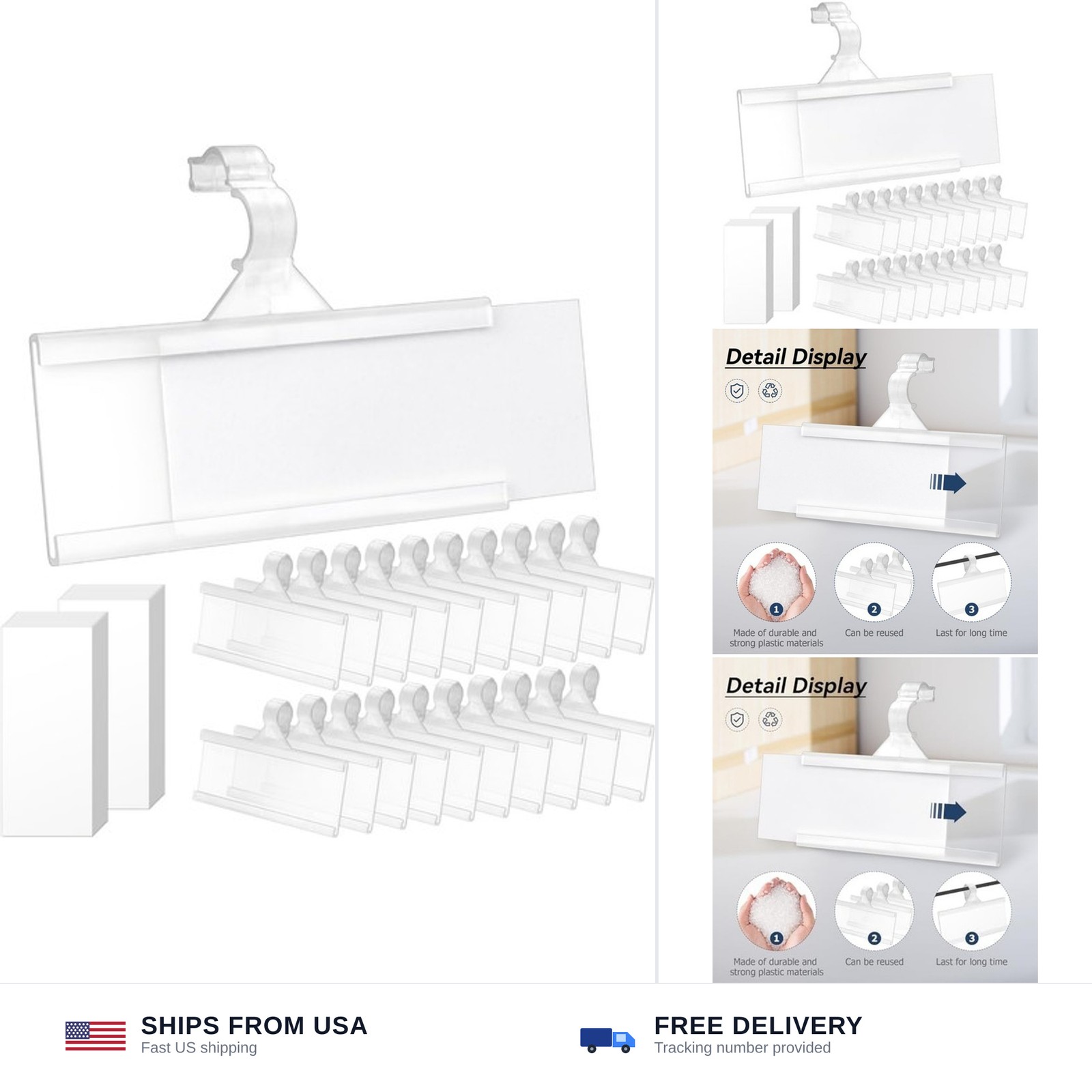 25Pcs Wire Shelf Label Holder, Reusable Plastic Shelf Tags for Pantry Retail ...