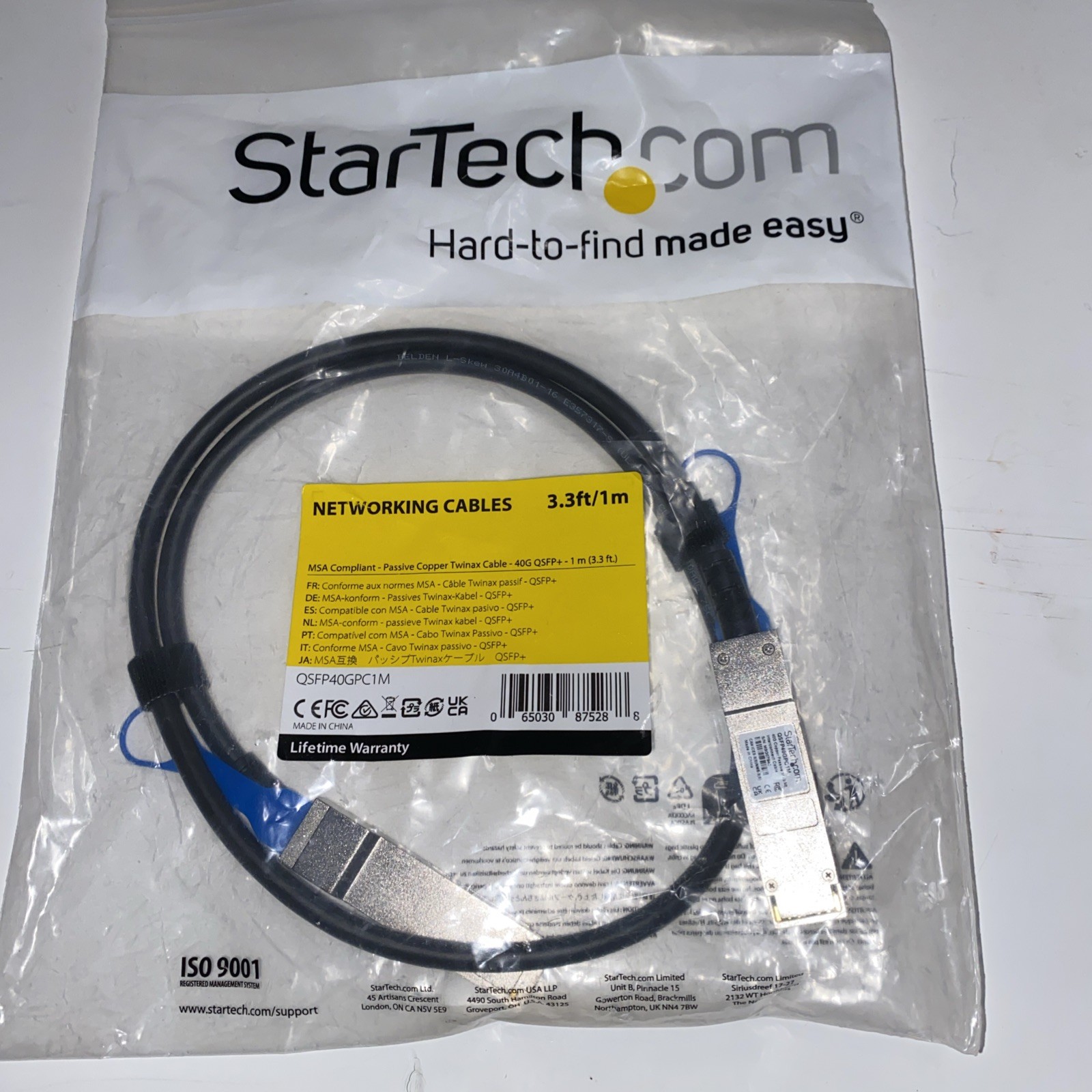 QSFP+ Direct Attach Cable 40G  - MSA Compliant - 1 m [3.3 ft.]