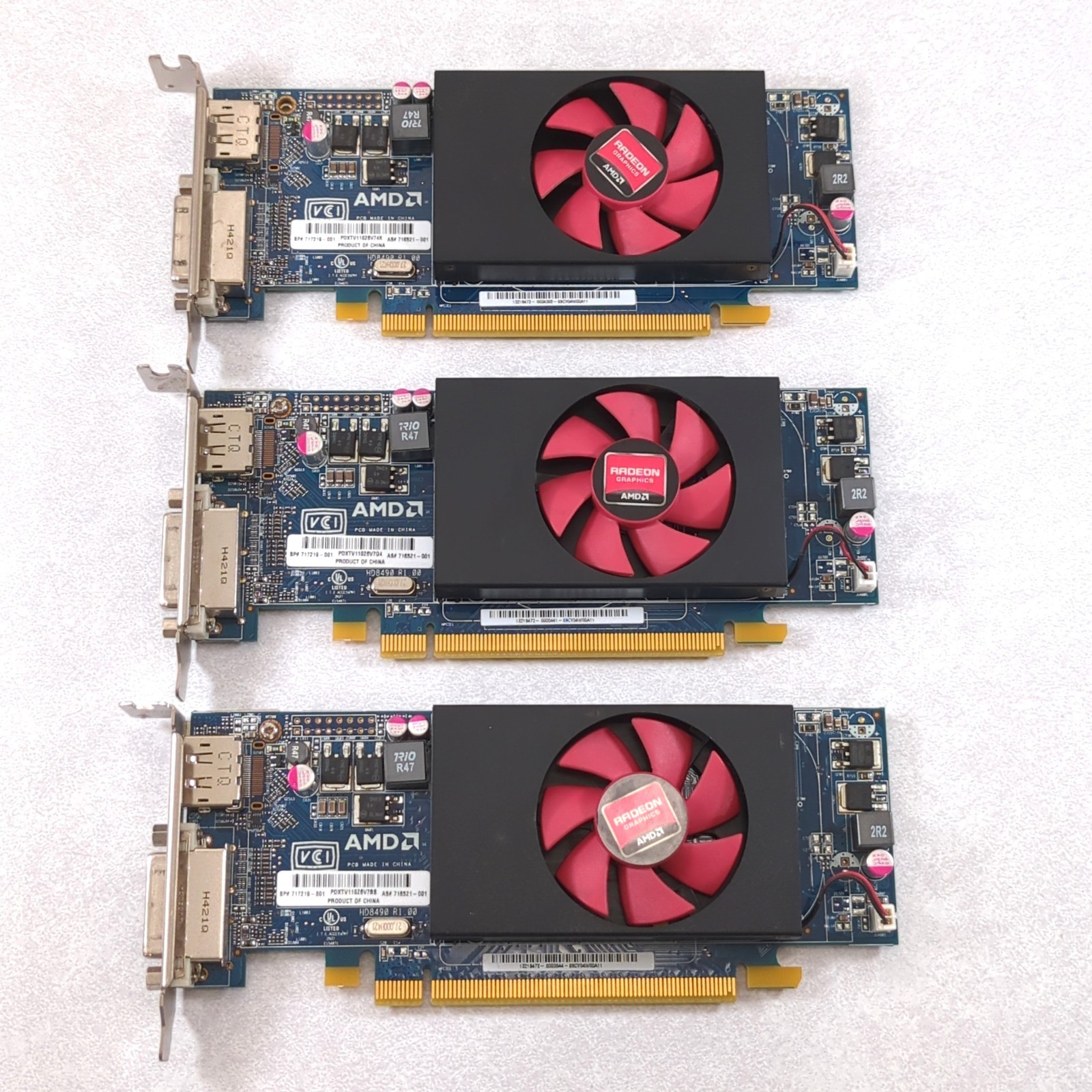 Lot of 3 Dell AMD Radeon HD 8490 1GB DDR3 PCIe Low Profile Video Card GPU TESTED