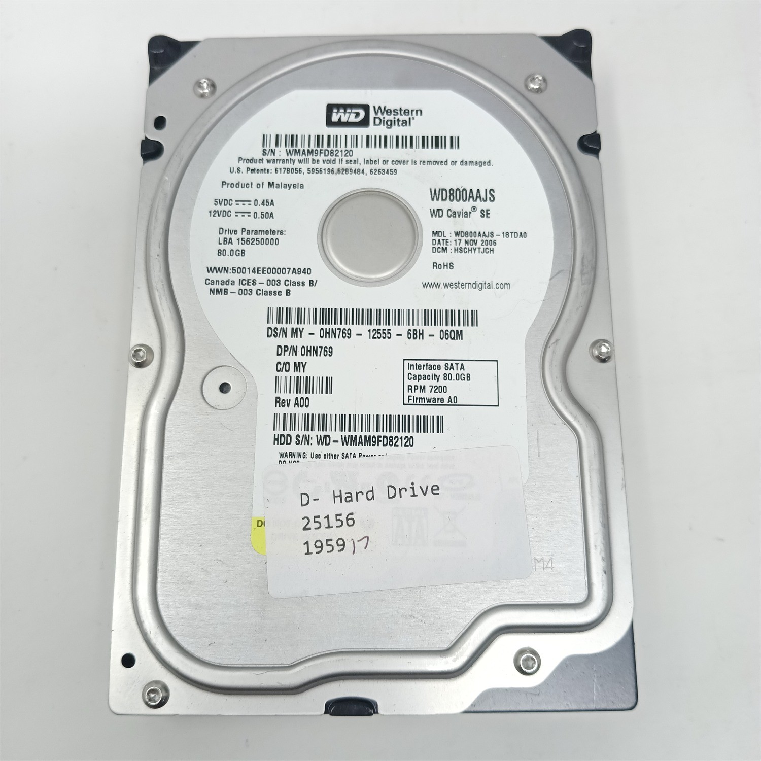 Western Digital WD800AAJS-18TDA0 80GB 3.5" SATA III HDD - Tested