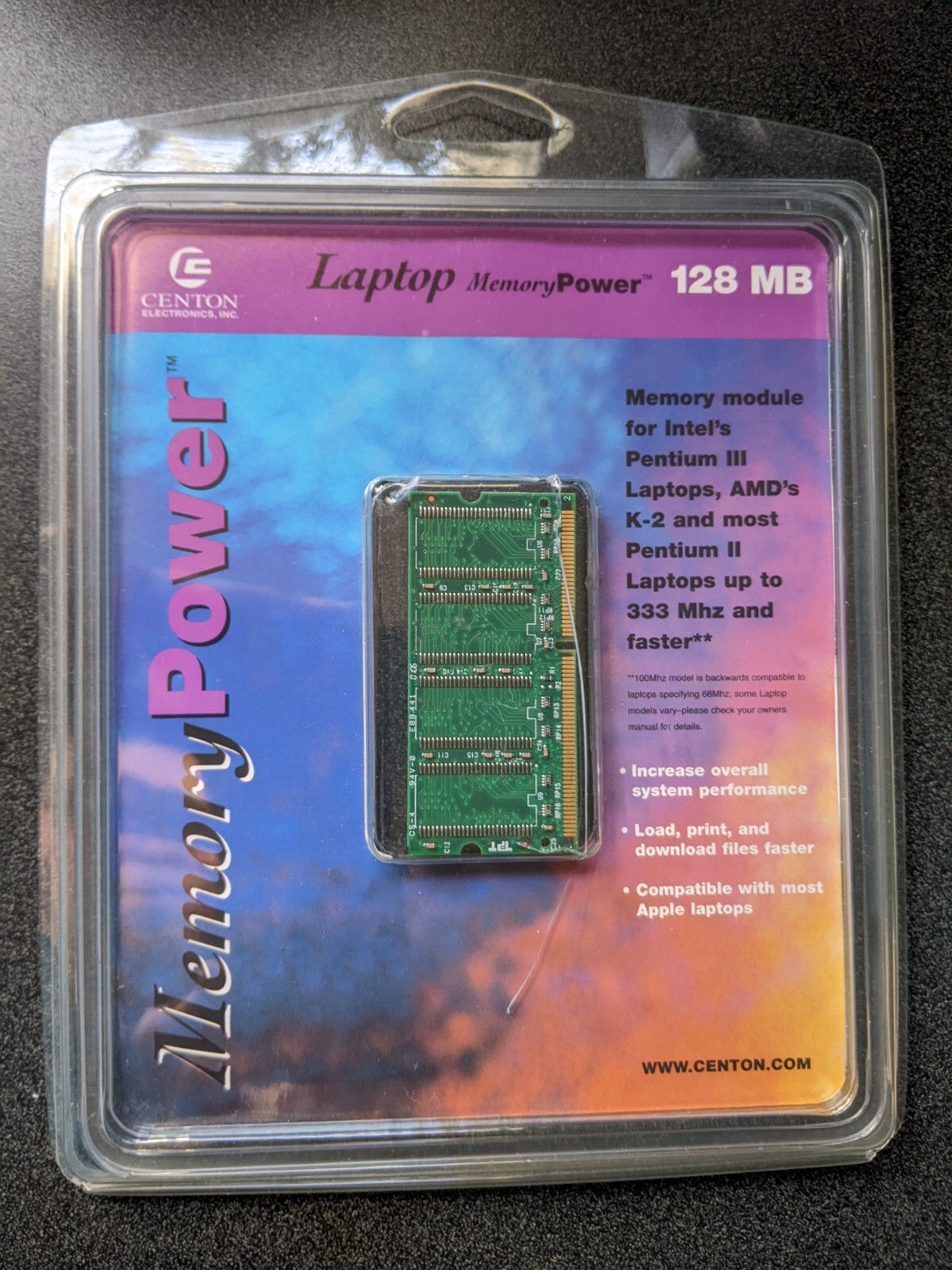 Centon 128 MB Laptop Memory Power 144 Pin. PC 100 64MB SDRAM 8M x 16 SPD. New 