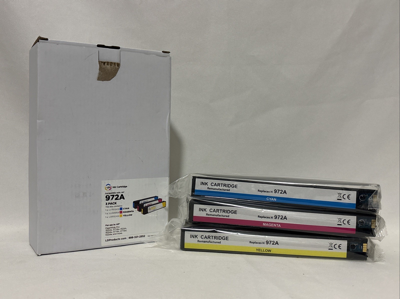 972A Ink Cartridge 3 Pack Compatible with HP 972X 972A 972 Cyan, Magenta, Yellow