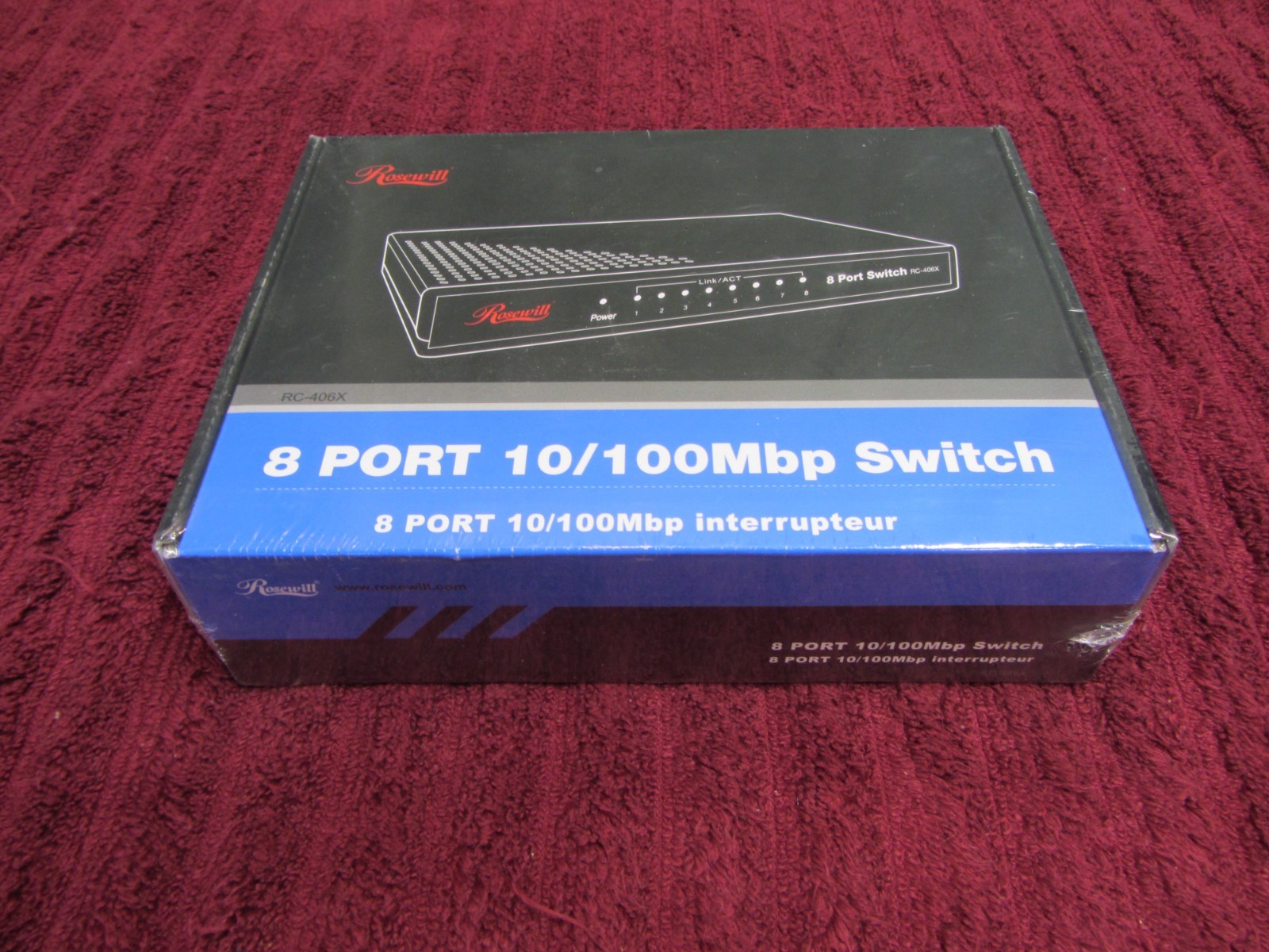 ROSEWILL RC-406X 8-Port Ethernet Switch With Power Supply - NOS - Sealed