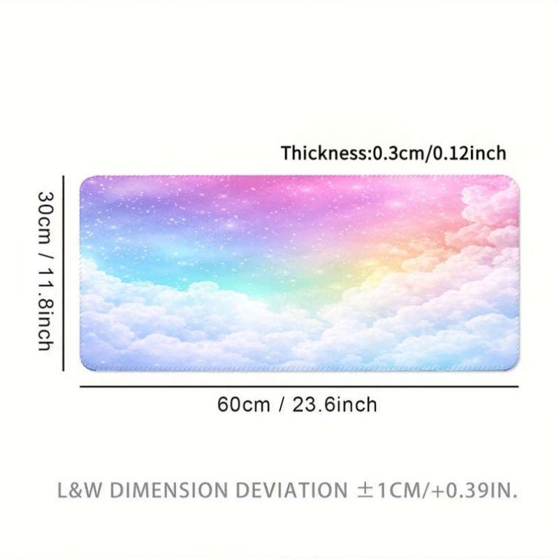 Extra Large Non-Slip Rubber Mouse Pad Featuring Dreamy Clouds And a Starry Sky