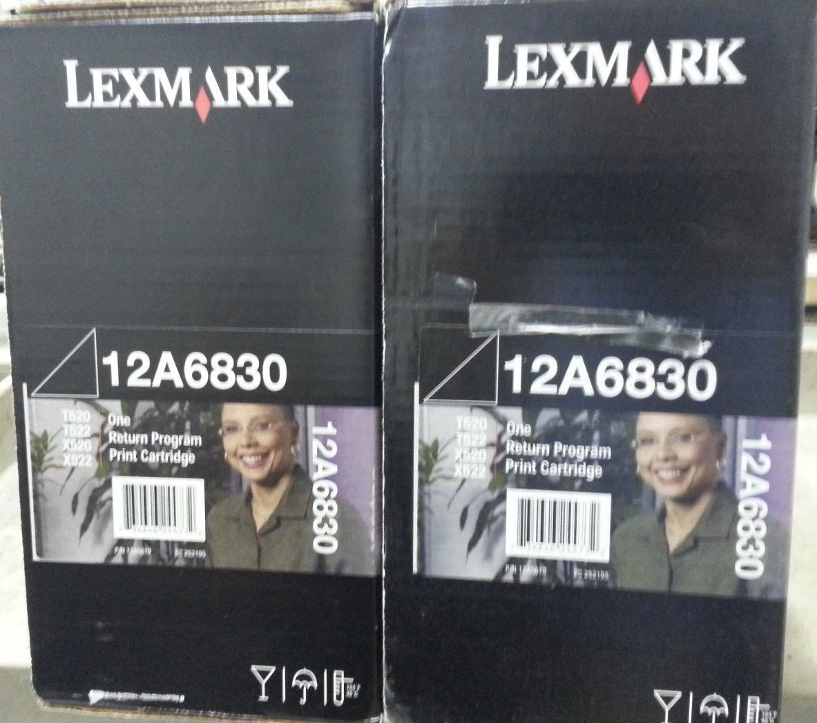 2 New Factory Sealed Genuine Lexmark 12A6830 Laser Cartridges New Bx Style T520 
