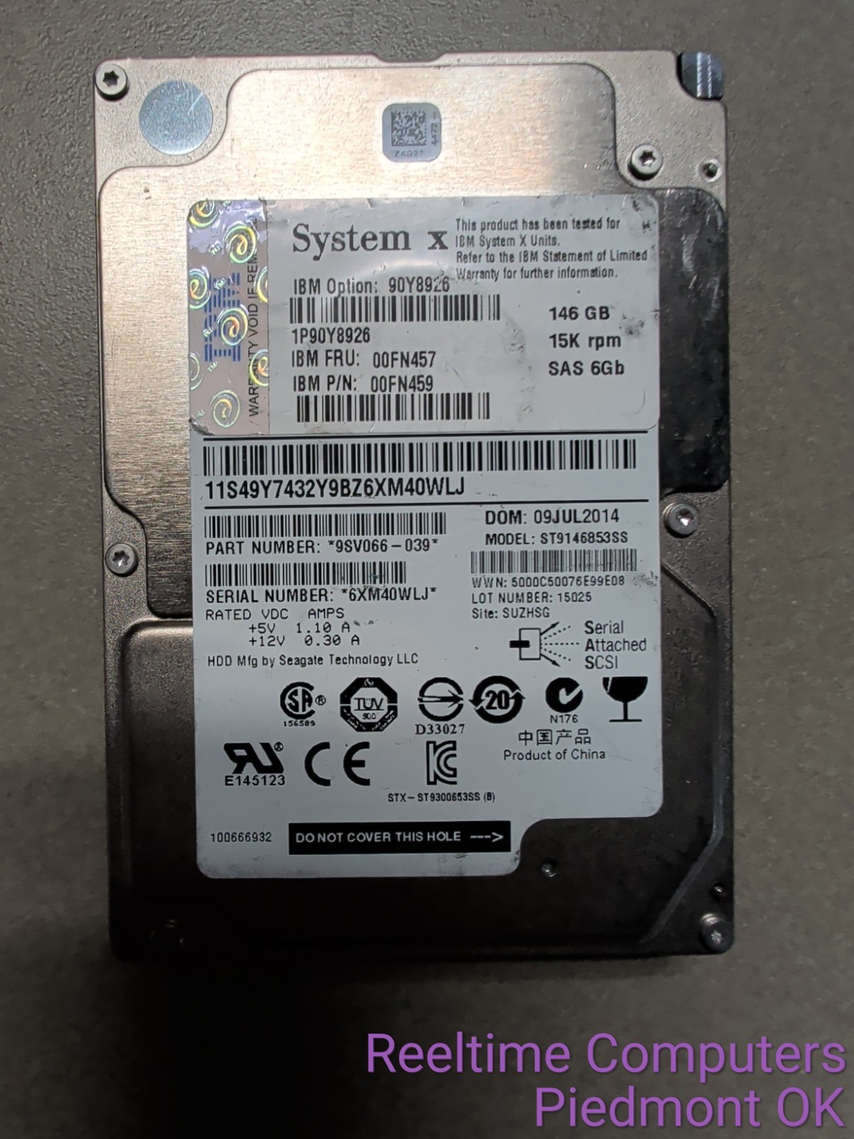 IBM 00FN457 00FN459 146GB 15K SAS 6Gbps 2.5" Seagate ST9146853SS System x