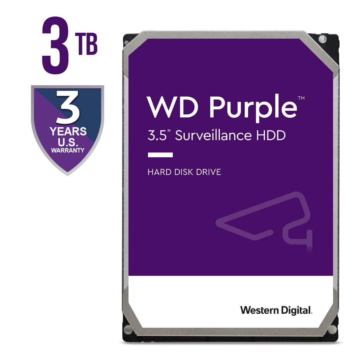WD Purple 3TB Internal Hard Drive 128MB 5400 RPM Surveillance HDD 3.5" WD34PURZ