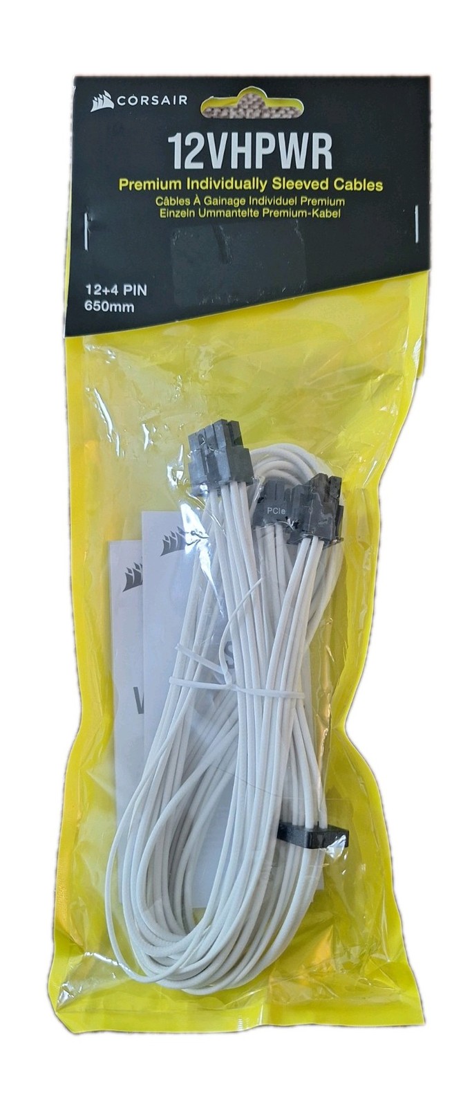 CORSAIR 12VHPWR Premium Individually Sleeved Cables 12+4 PIN 650mm White NEW