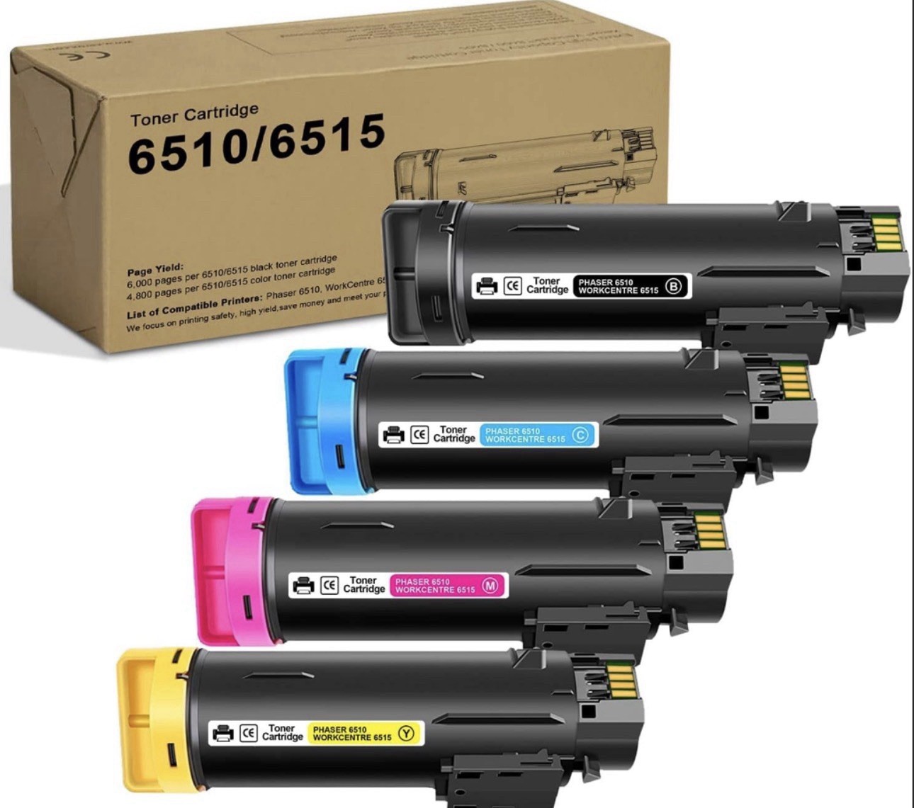 4 Pack Toner Cartridges for Phaser 6510 & WorkCentre 6515 Printers