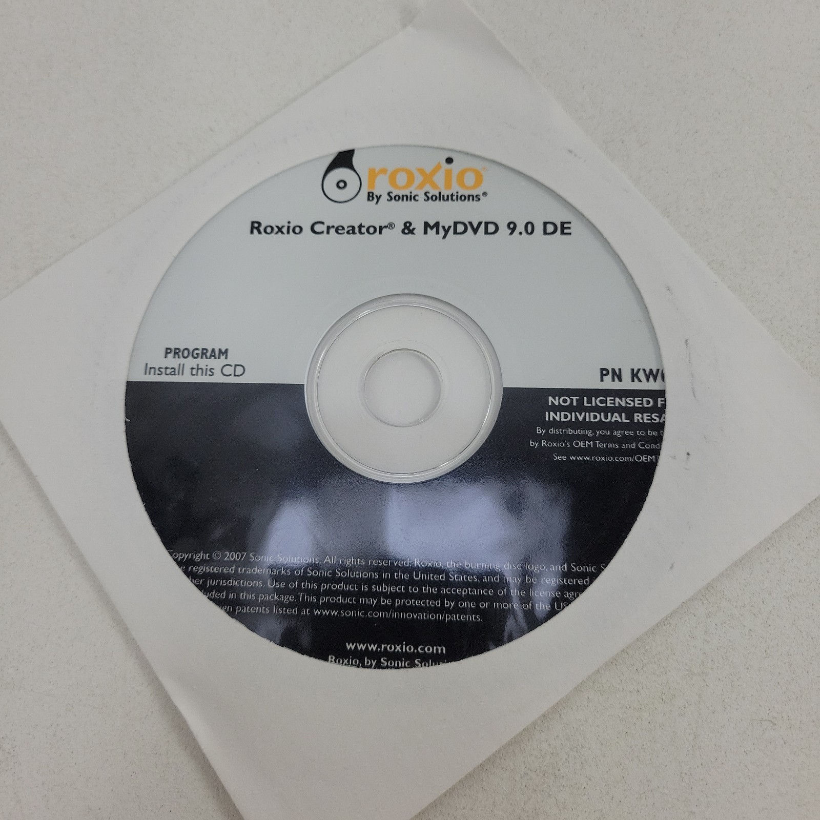 Roxio Creator & My DVD 9.0 DE Service Kit, P/N 0NY889