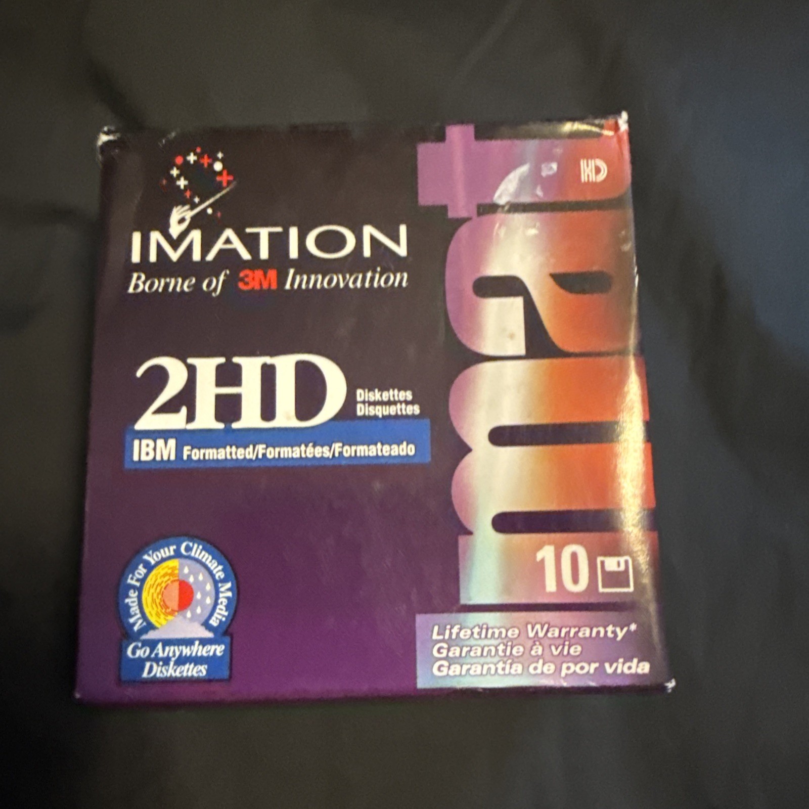 Imation 2HD 3.5" 1.44 MB IBM Formatted Diskettes 10-Pack Brand open box
